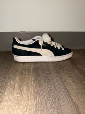 Puma Black Suede Sneakers with Cream Formstrip